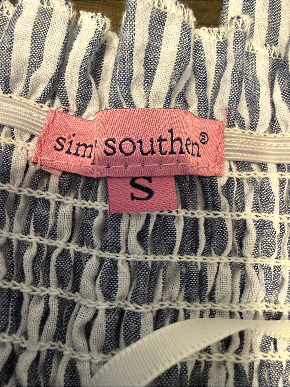 Simply Southern Blue and White Striped Smocked Tie-Shoulder Maxi Dress - Picture 2 of 3